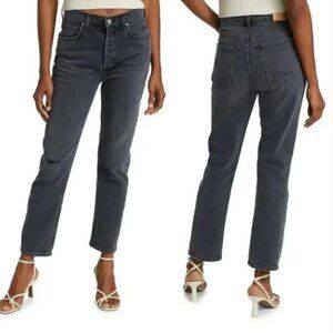 Citizens of Humanity Jolene Vintage Slim Straight Ankle Jeans Black High Rise 25
